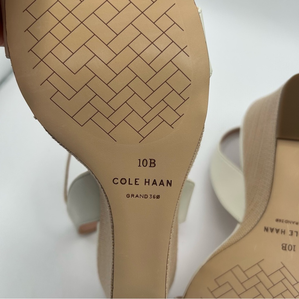 New Cole haan Womens Josie wedge sandal pump, ivory leather 10 B - Picture 9 of 10